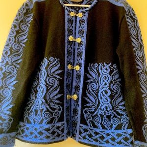 Vintage MALL SLET COLLECTION 100% Villa Wool Nordic Cardigan, size L